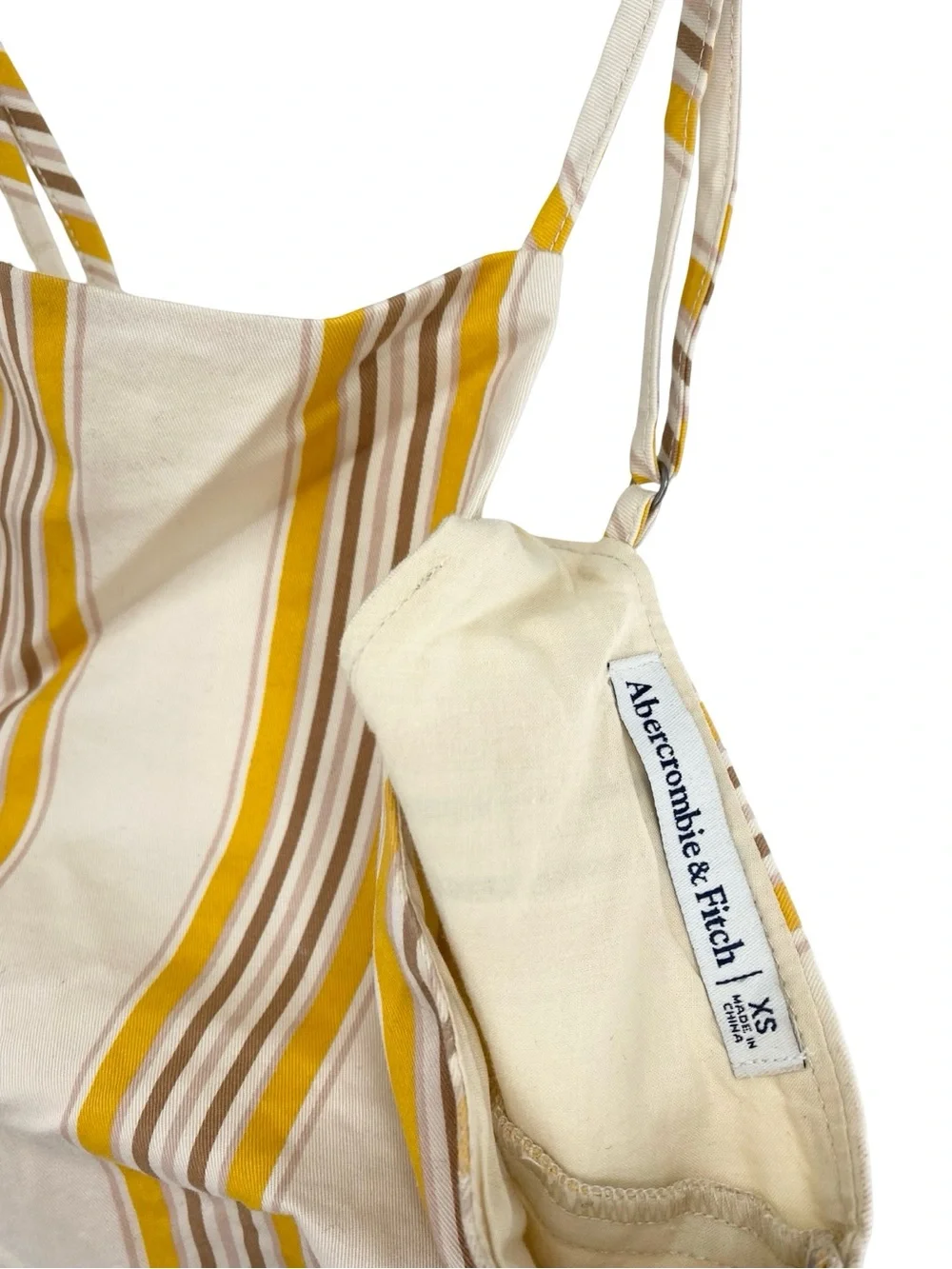 Abercrombie & Fitch Mustard Yellow Stripe Cotton Crop Top and Shorts Set - Picture 8 of 9
